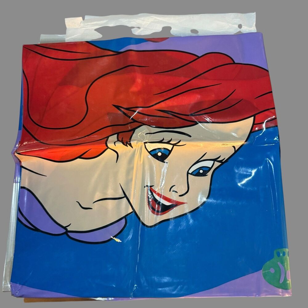 Vintage 1989 Disney The Little Mermaid Ariel Vinyl Shower Curtain – Rare 80s 90s